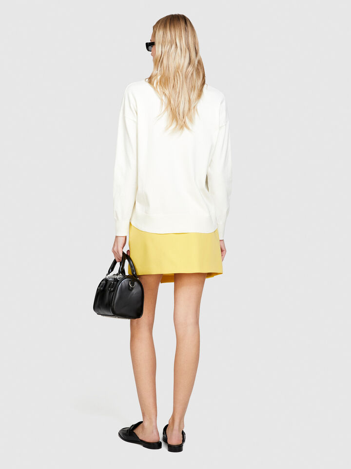 Sweater with slits - women's crew neck sweaters - Creamy White | Sisley image number 3